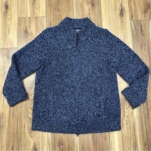 L.L. Bean Lambswool Knit Full Zip Sweater Jacket, Blue, Women’s Large